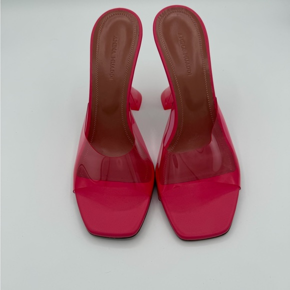 Amina Muaddi Pink PVC Sandals Size 38 - Picture 2 of 7